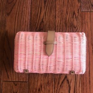 NWOT Coral Rattan Clutch from JCrew